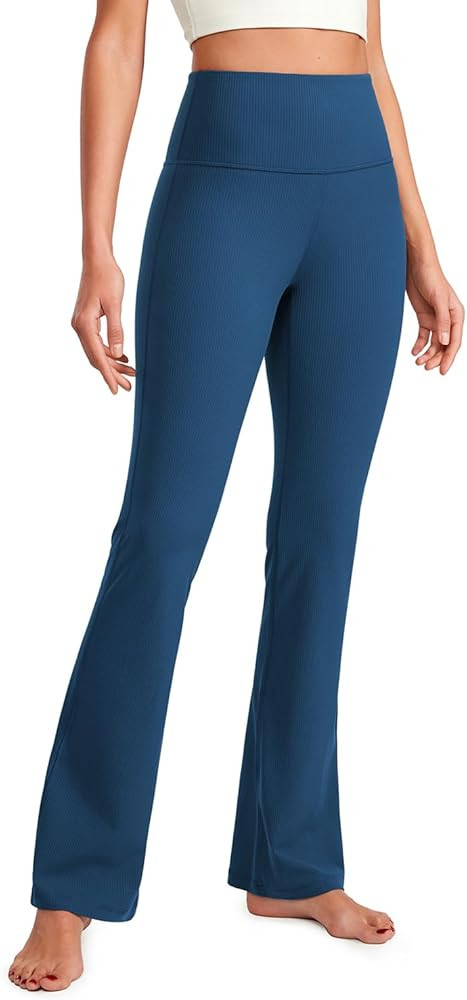 CRZ YOGA Womens Ribbed High Waist Flare Leggings 31" - Bootcut Wide Leg Yoga Pants with Pocket So... | Amazon (US)