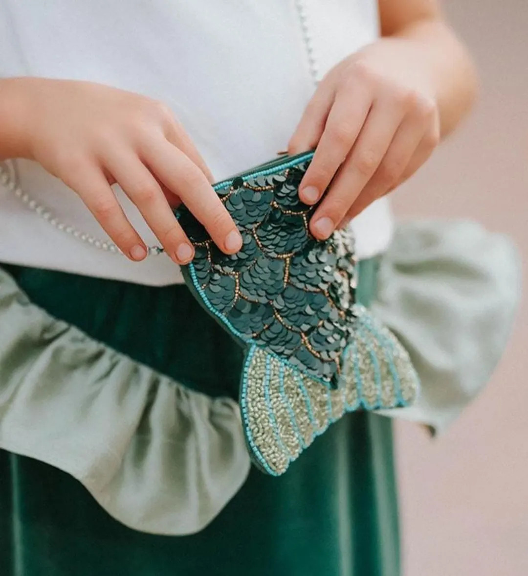 Mermaid Tail Purse for Girls Beaded Crossbody Bag | Sequin Fish Scale Handbag | Dress-up Ocean Ac... | Etsy (US)
