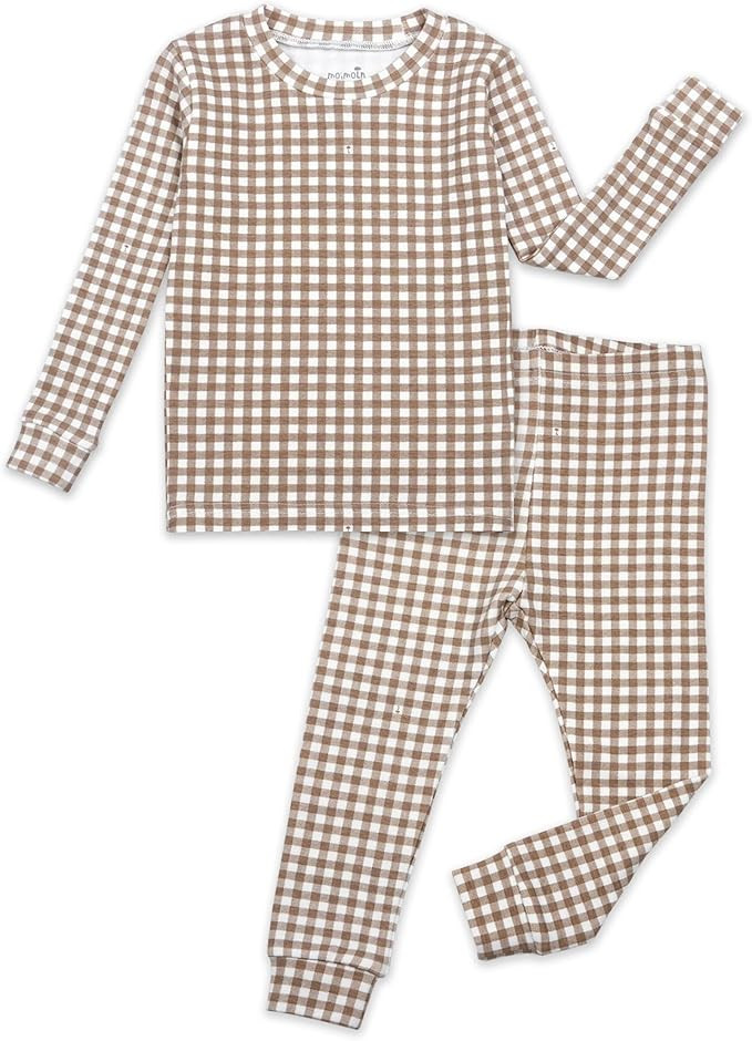 moimoln Baby Toddler Pajama Set Snug-Fit Cotton Modal Sleepwear, Leopard, Check & Solid Mix (6M-8... | Amazon (US)
