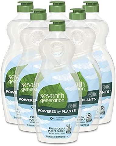 Seventh Generation Dish Soap Liquid Free Clear, 19 Fl Oz (Pack of 6) | Amazon (US)
