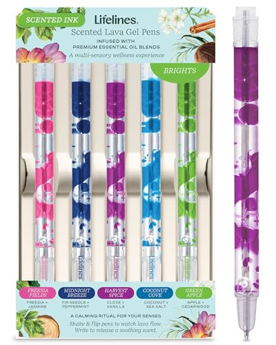 Lifelines Scented Lava Gel Pen Set, 5-Pack (Brights) - 0.5mm Colored Gel Pens Infused with Scented Essential Oil Blends & Mesmerizing Lava - School Supplies for College Kids & Adults | Amazon (US)