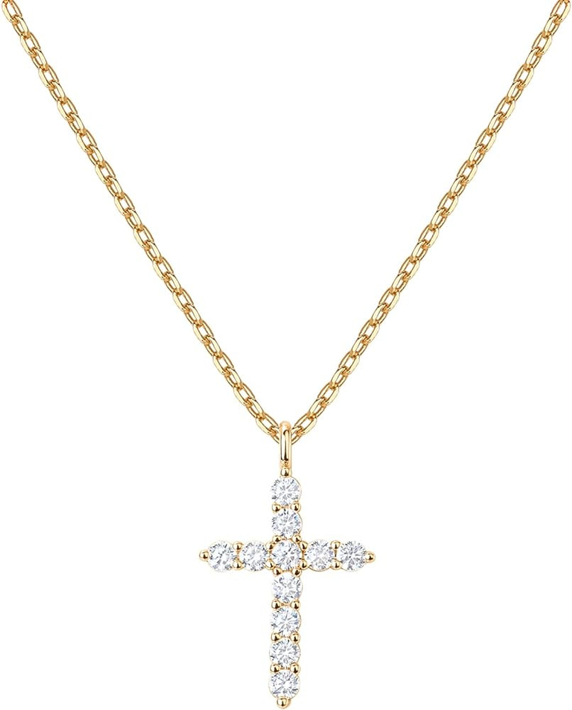 PAVOI 14K Gold Plated Cross Necklace for Women | Cross Pendant | Gold Necklaces for Women | Amazon (US)