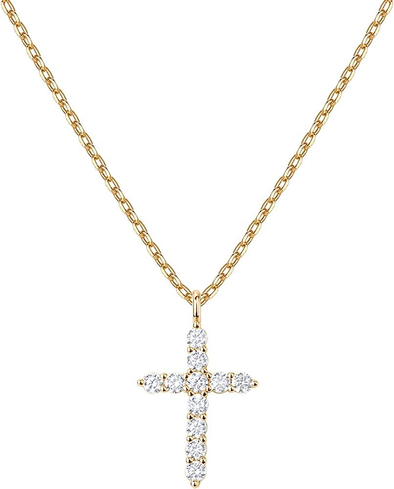 PAVOI 14K Gold Plated Cubic Zirconia Cross Necklace for Women | Cross Faith Pendant Necklaces | Amazon (US)