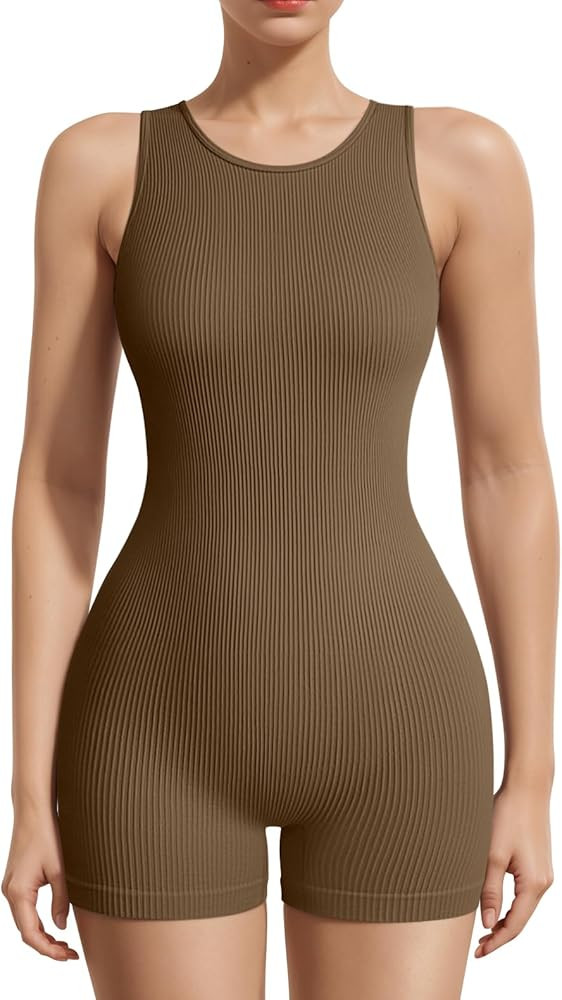 OQQ Women Yoga Rompers Workout Ribbed Sleeveless Exercise Rompers | Amazon (US)