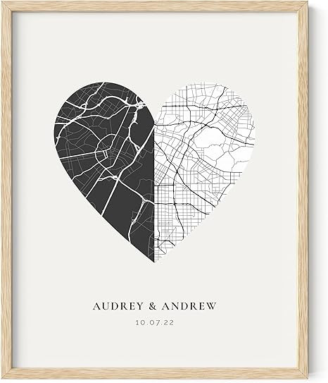 HAUS AND HUES Custom Heart Shaped Map Poster - Personalized Gift for Him & Her - Unique Couples P... | Amazon (US)
