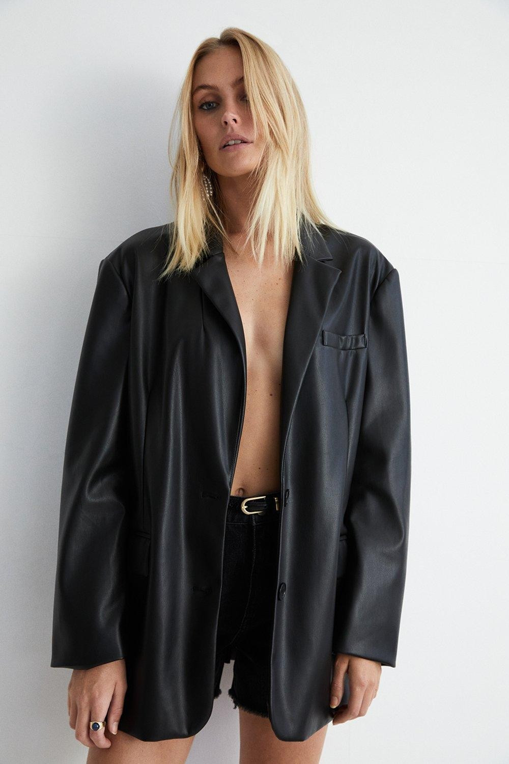 Faux Leather Oversized Blazer | Warehouse UK & IE