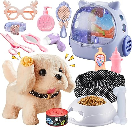 Toy Dog for Kids, Girls Interactive Plush Stuffed Toys Dog that Walk and Bark,16 pcs Electronic P... | Amazon (US)