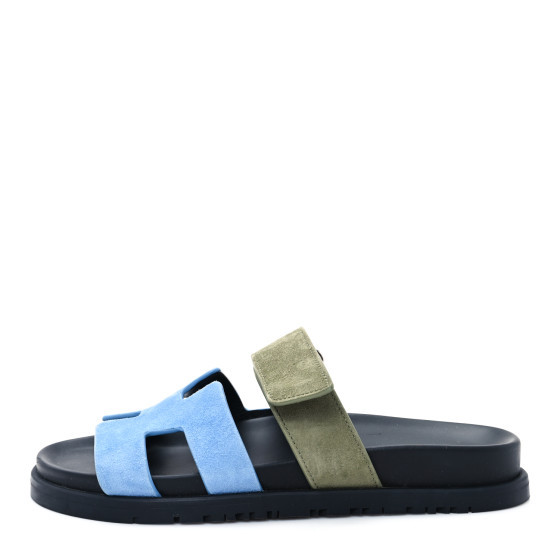 Suede Goatskin Womens Chypre Sandals 35.5 Bleu Cameo Vert Celadon | FASHIONPHILE (US)