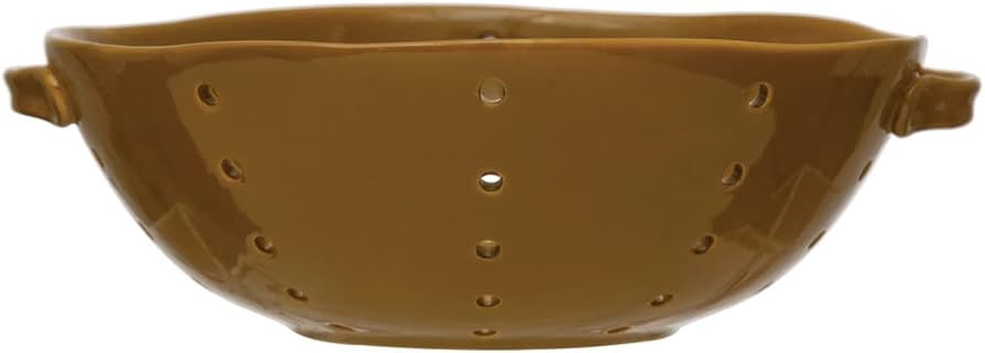Creative Co-Op Stoneware Handles Colander, 13" L x 11" W x 4" H, Brown | Amazon (US)