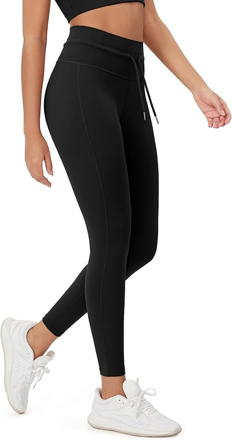 ODODOS Women's Drawstring Tie Leggings 25" / 28" High Waist Workout Yoga Pants | Amazon (US)