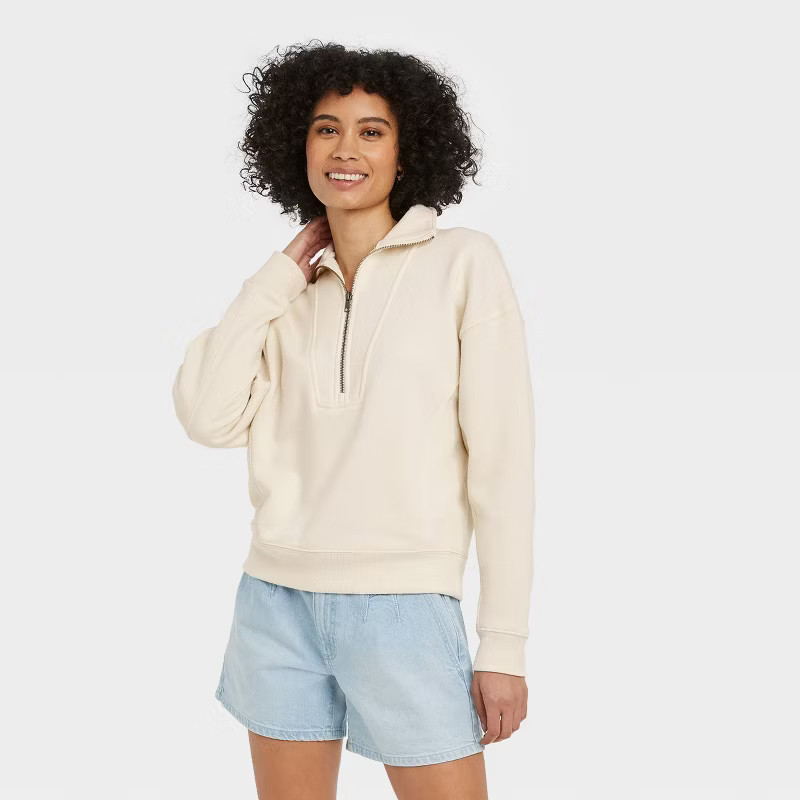Women's French Terry Quarter Zip Sweatshirt - Universal Thread™ | Target