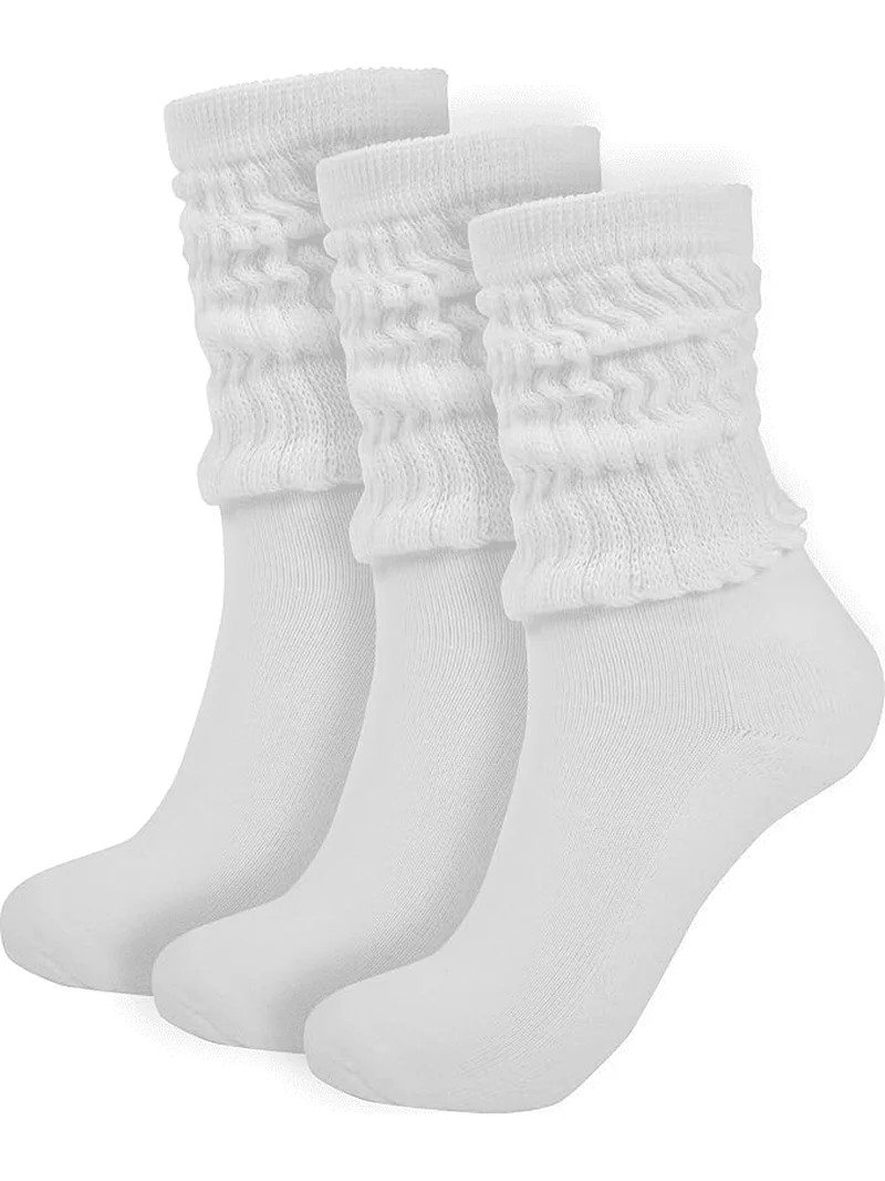 LECHAO Crew Slouch Socks Women - Retro Scrunch Short Sock - Soft Solid Ankle Socks Size 5-11 （3... | Walmart (US)