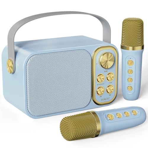 Karaoke Machine for Kids, Mini Karaoke Kachine with 2 Wireless Microphones for Adults, Kids Karaoke Machine Toys Birthday New Year for 3-12+ Years Old Girls Boys(Blue) | Amazon (US)