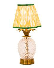 15.5in Glass Pineapple Rechargeable Lamp With Ikat Velvet Shade | TJ Maxx