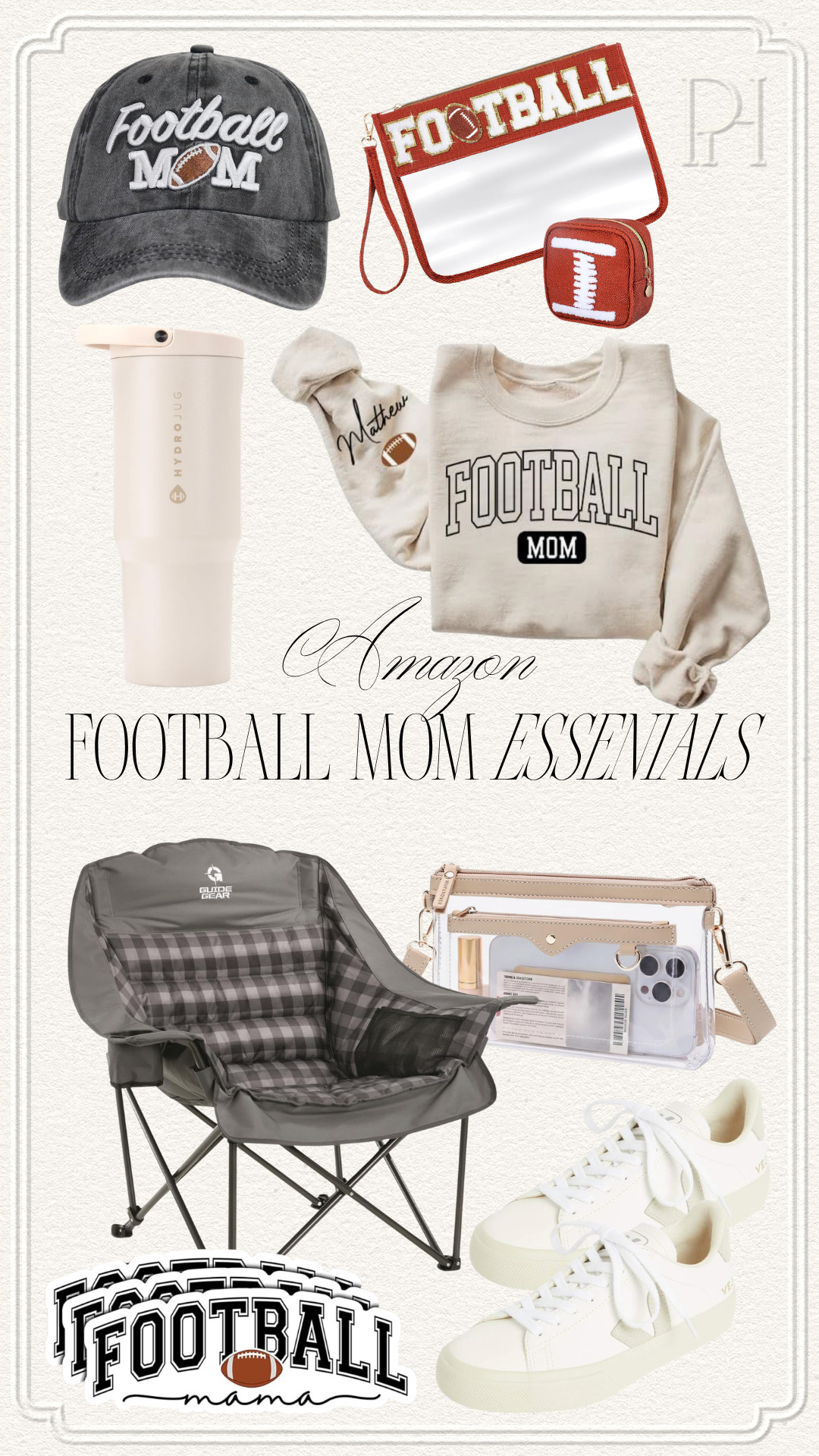 Amazon essentials for the football mom gearing up for fall!

football mom sweatshirt, football mom har, clear stadium bag, sideline seats, folding chair, camping chair, football mom sticker, white sneakers, trainers, tennis shoes, water tumbler, water bottle, sports mom, sports mom style, sports mom looks, sports mom outift 

 #LTKootd #LTKmomlife #LTKSeasonal