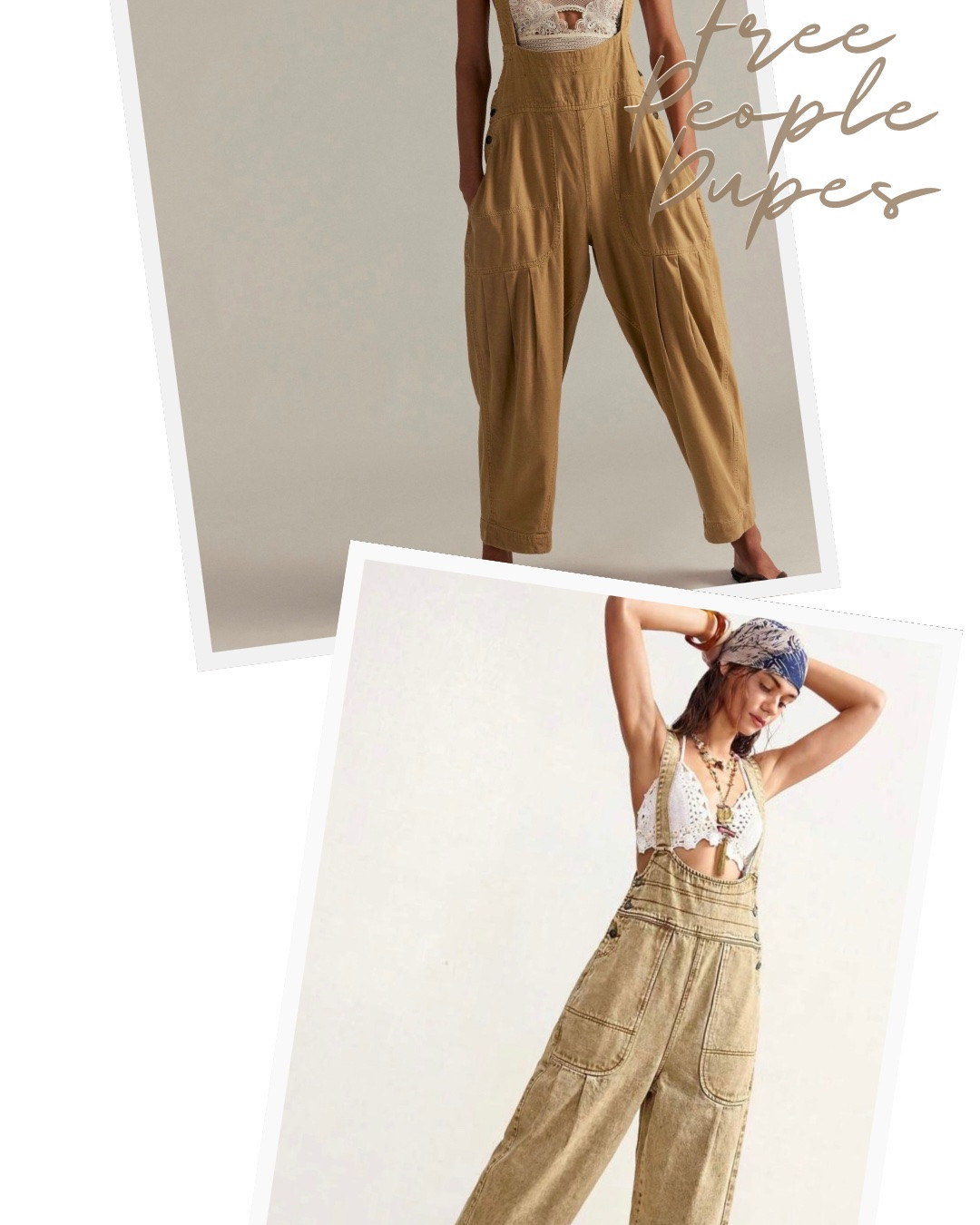 Can you spot the #freepeople dupe?! These overalls are so cute! I need them in the denim color too