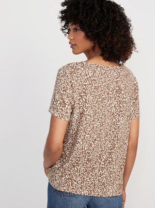 Printed Luxe V-Neck T-Shirt for Women | Old Navy (US)