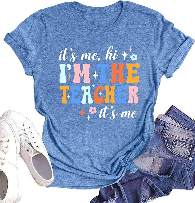 Teacher T-Shirt Women's Short Sleeve Life Shirt - Teacher's Day Gift, Back to School Tee Top | Amazon (US)