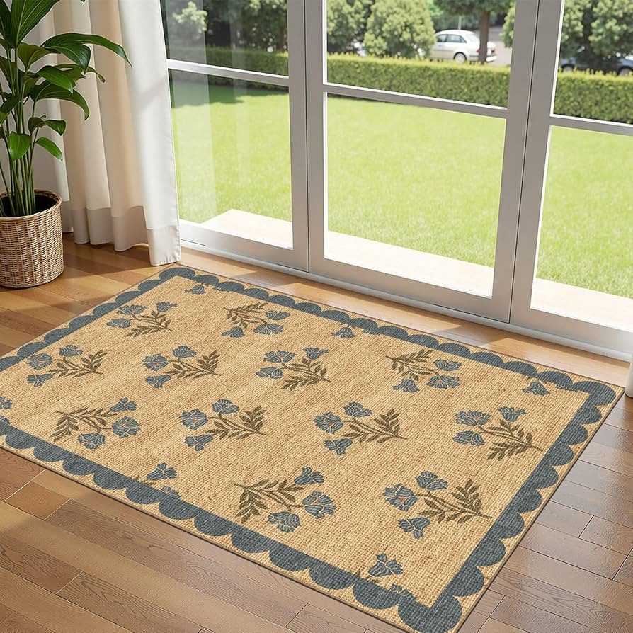 3x5 Floral Entry Rug - Washable Indoor Outdoor Mats for Front Door | Amazon (US)