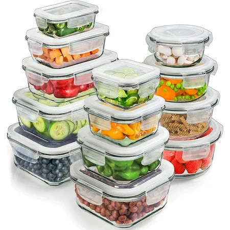 GOODBANG Glass Storage Containers with Airtight Lids - 26 Piece Variety Pack - Tupperware Glass Lunc | Walmart (US)