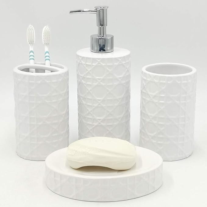 CAA'S Bathroom Accessories Set Ceramic 4 Pieces Bathroom Ensemble for Bath Decor Includes Lotion ... | Amazon (US)