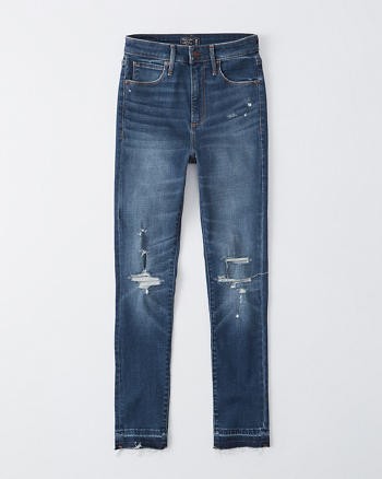 Ripped High Rise Super Skinny Ankle Jeans | Abercrombie & Fitch US & UK