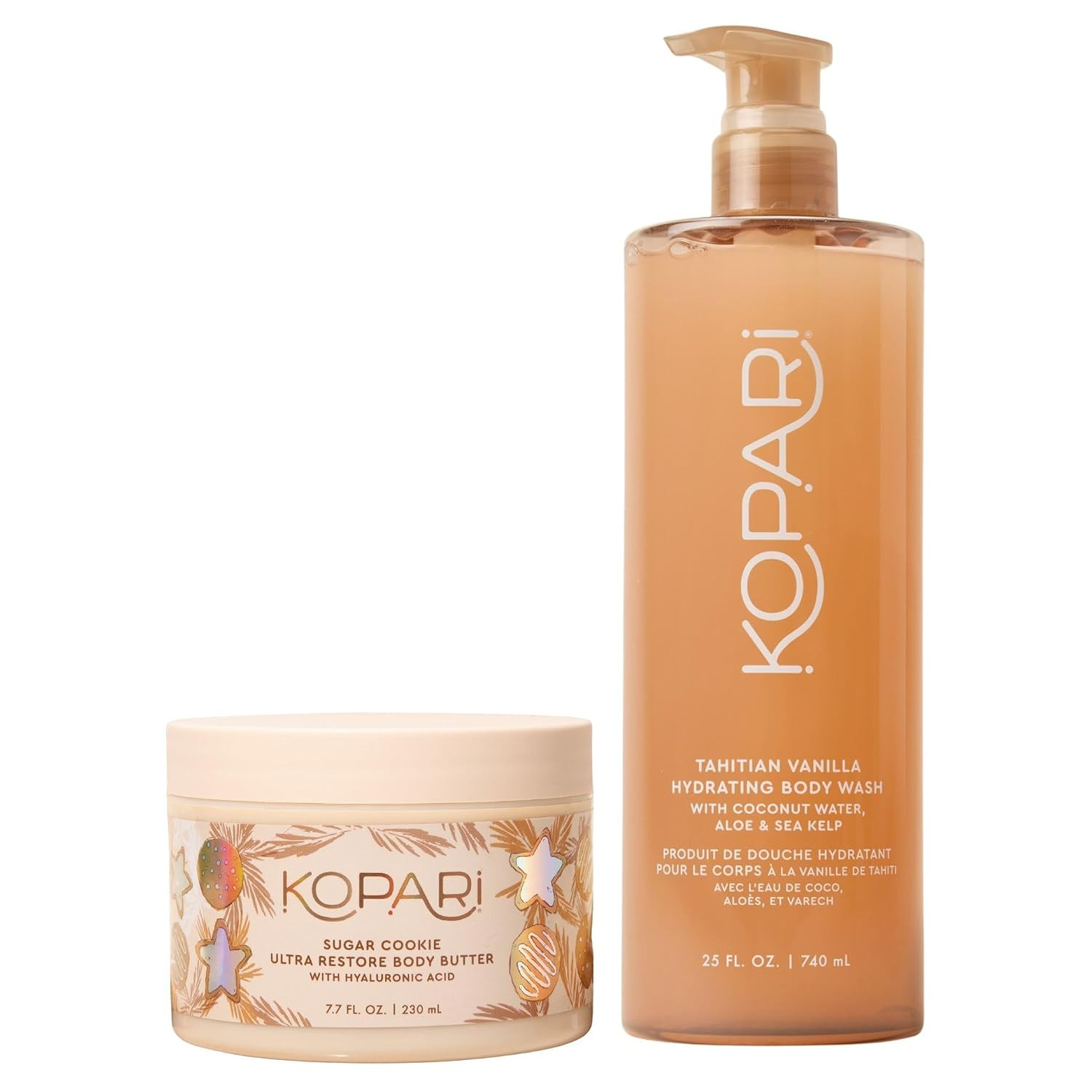 Kopari Vanilla & Sugar Cookie Body Care Bundle – Jumbo 25 oz Tahitian Vanilla Hydrating Body Wash & Sugar Cookie Ultra Restore Body Butter Duo | Amazon (US)