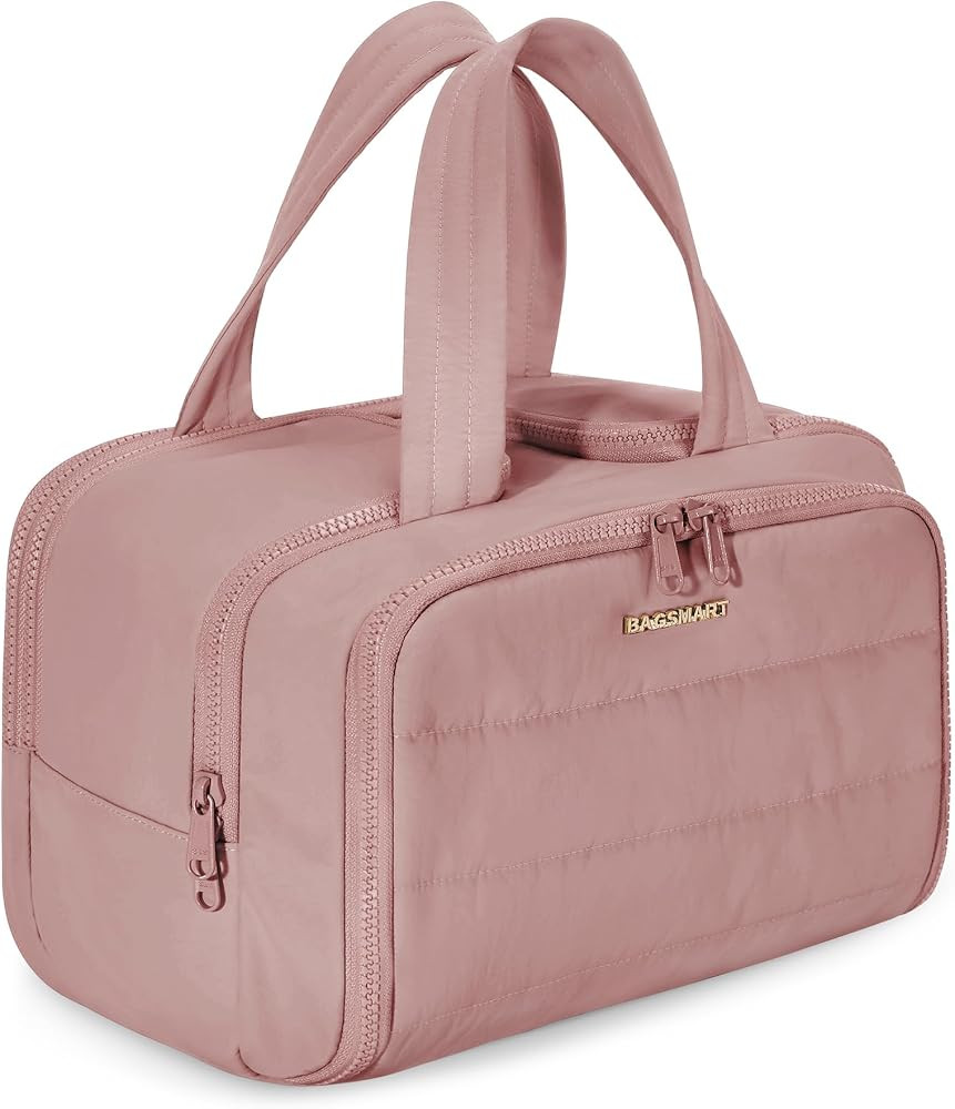 BAGSMART Travel Toiletry Bag, Lightweight Large Wide-open Travel Bag for Women, Puffy Cosmetic Ma... | Amazon (US)