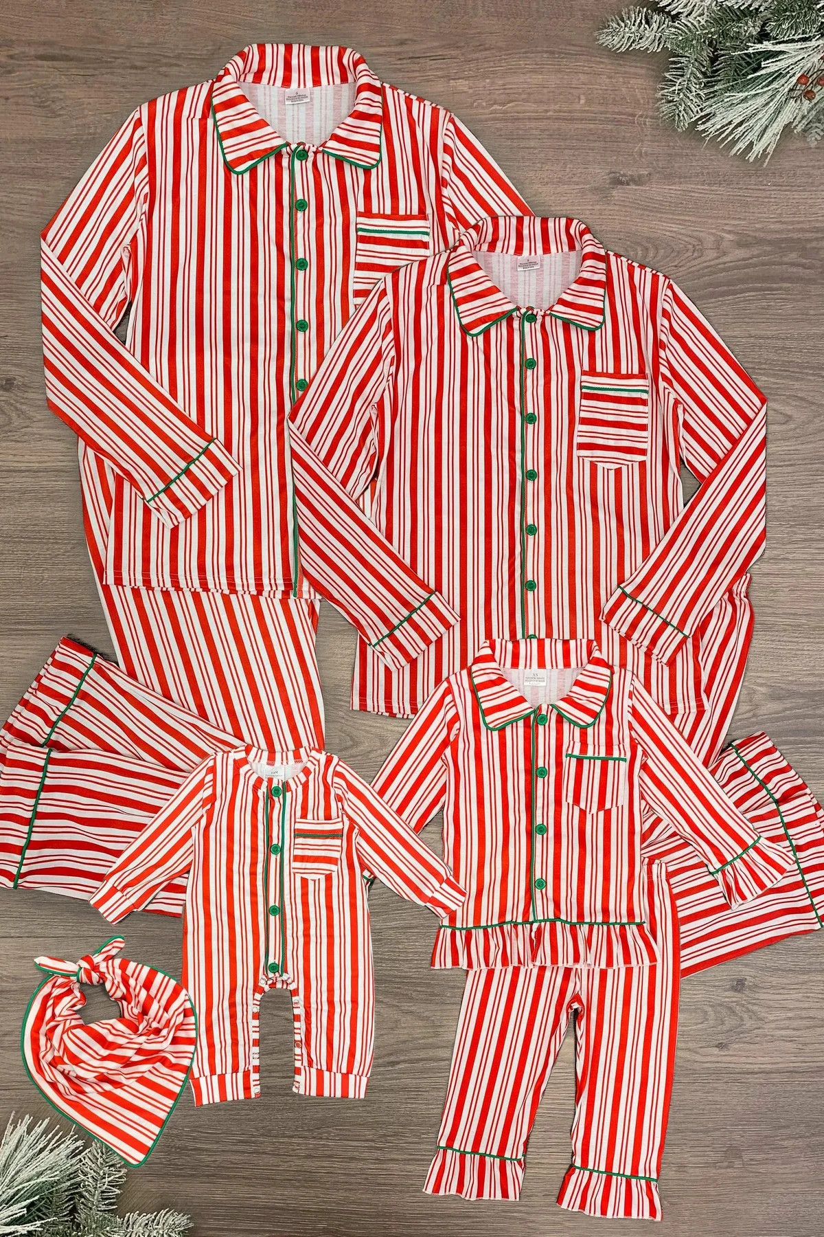 Candy Cane Stripe Family Pajamas - & PET BANDANA! | Sparkle In Pink