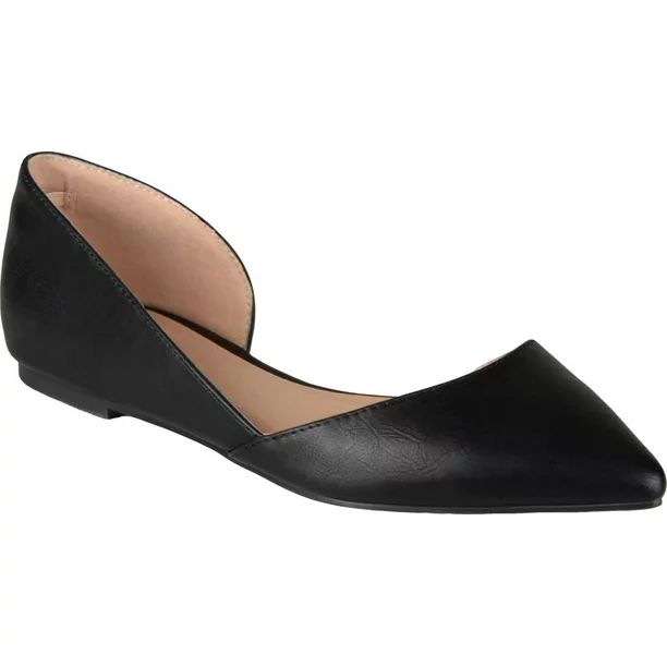 Women's Journee Collection Cortni Pointed Toe D'Orsay Flat Black Faux Leather 10 W | Walmart (US)
