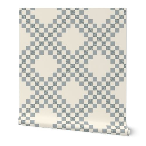 Hattie Cottage Quilt in Blue and Cream | Spoonflower