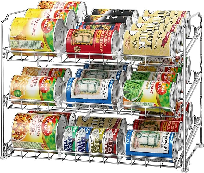 Simple Houseware Stackable Can Organizer Rack for Pantry/Cabinet – 11.5" D x 17" W x 13.75" H, ... | Amazon (US)