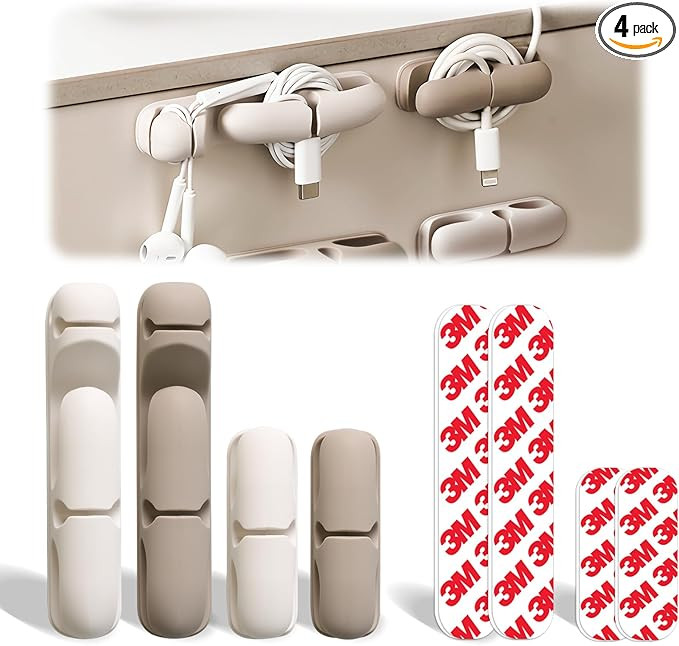 4Pcs Silicone Cable Straps with Adhesive Made of 3M Cord Organizer for Bundling Earphone, Phone C... | Amazon (US)
