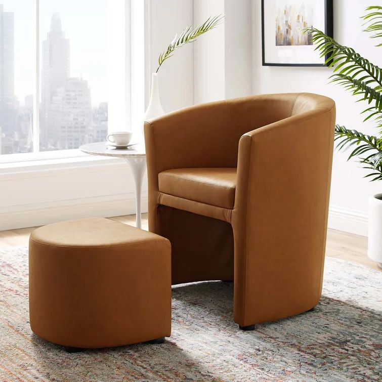 Gregale 28'' Wide Barrel Chair and Ottoman | Wayfair North America
