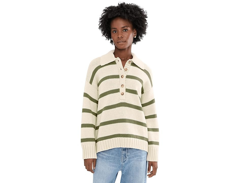 Faherty Sunwashed Cotton Polo Sweater Women's Sweater Antique Stripe : SM | Zappos
