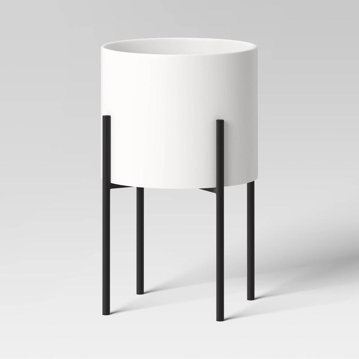 2pc Iron Indoor Outdoor 1 Planter Pot with Stand White/Black - Threshold™ | Target