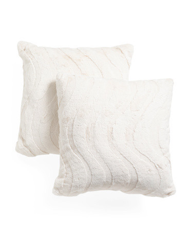 2Pk Wavy Sculpted Faux Fur Square Pillows, Polyester | TJ Maxx