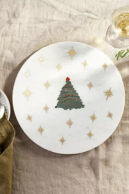Sparkly Christmas Tree Marble Cheese Board | Anthropologie (US)