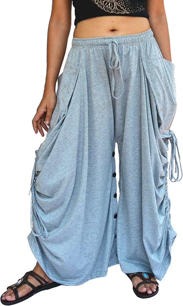 Sakoonee Women's Harem Pants Palazzo Dhoti Lounge Trousers, Convertible to a Skirt 2 Pockets Cott... | Amazon (US)