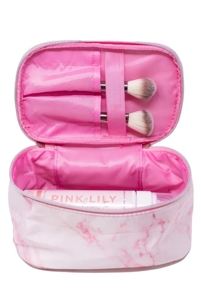 Familiar Style Pink Marble Makeup Bag DOORBUSTER | The Pink Lily Boutique