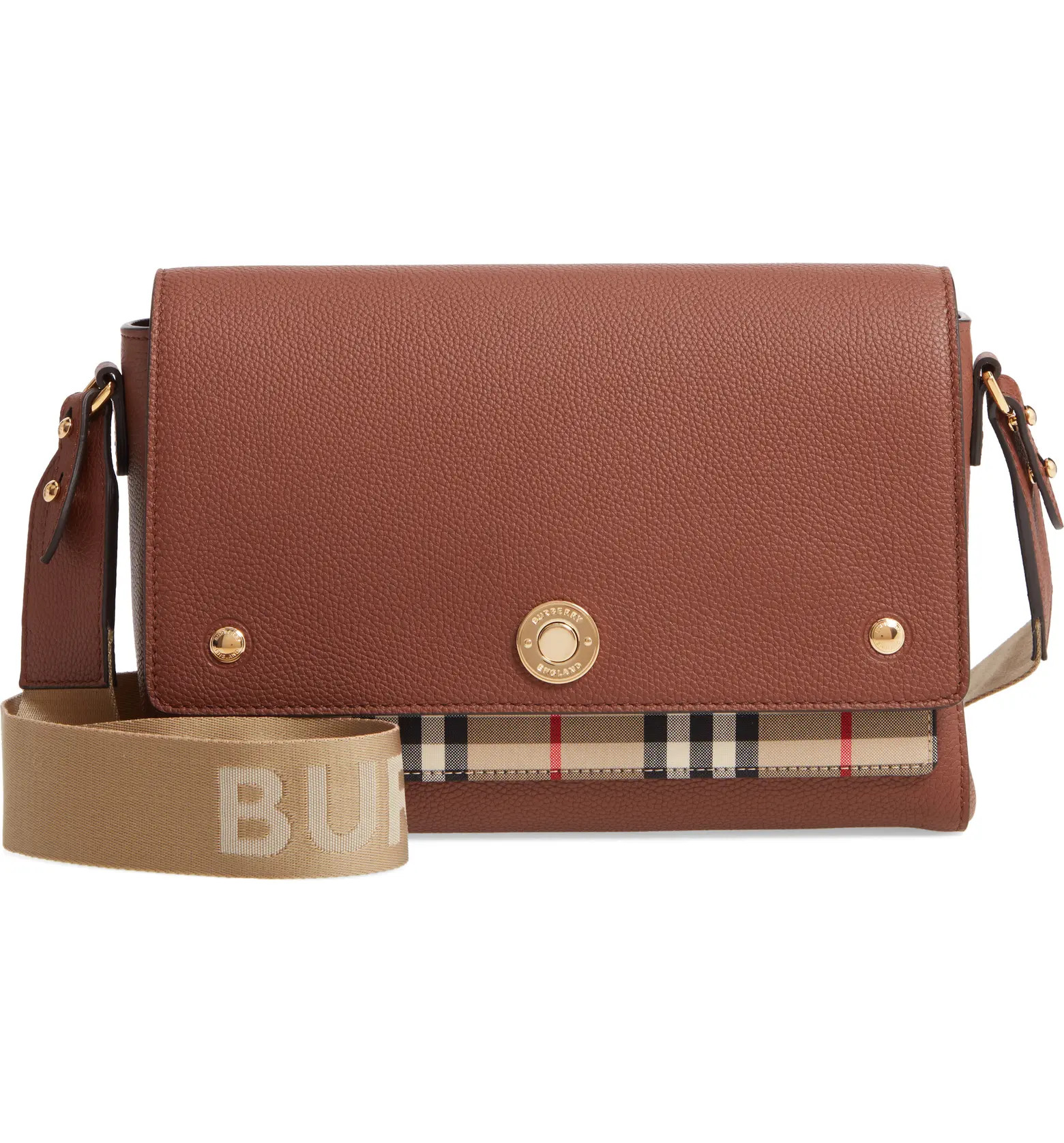 Burberry Note Leather & Vintage Check Crossbody Bag | Nordstrom | Nordstrom