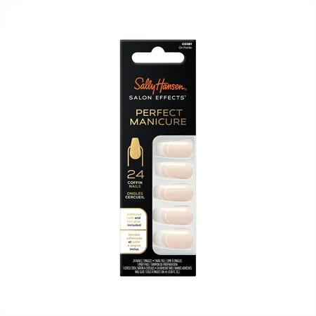Sally Hansen Perfect Manicure Press On Nails Coffin Shape On Pointe French Manicure 24 False Nails | Walmart (US)