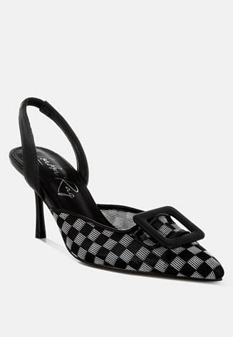 London Rag Women's Freya Mesh Checkered Pointy Stiletto Heels - Macy's | Macy's