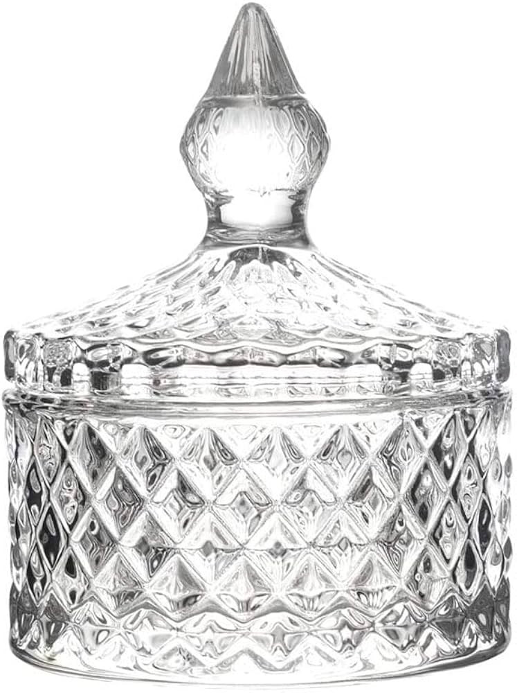 FTOF Glass Candy Storage Box Clear Sugar Dish With Lid Crystal Covered Candy Bowl Apothecary Food... | Amazon (US)