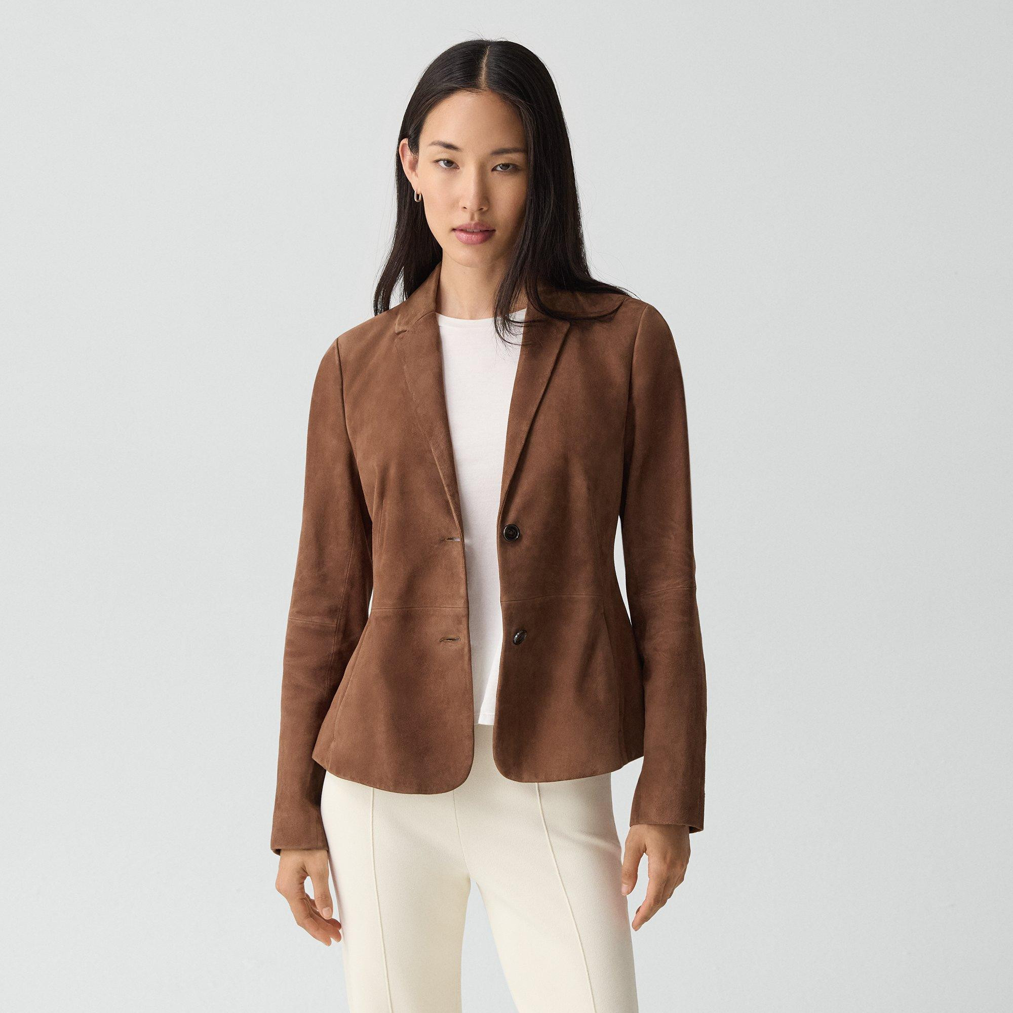 Fitted Blazer in Suede | Theory