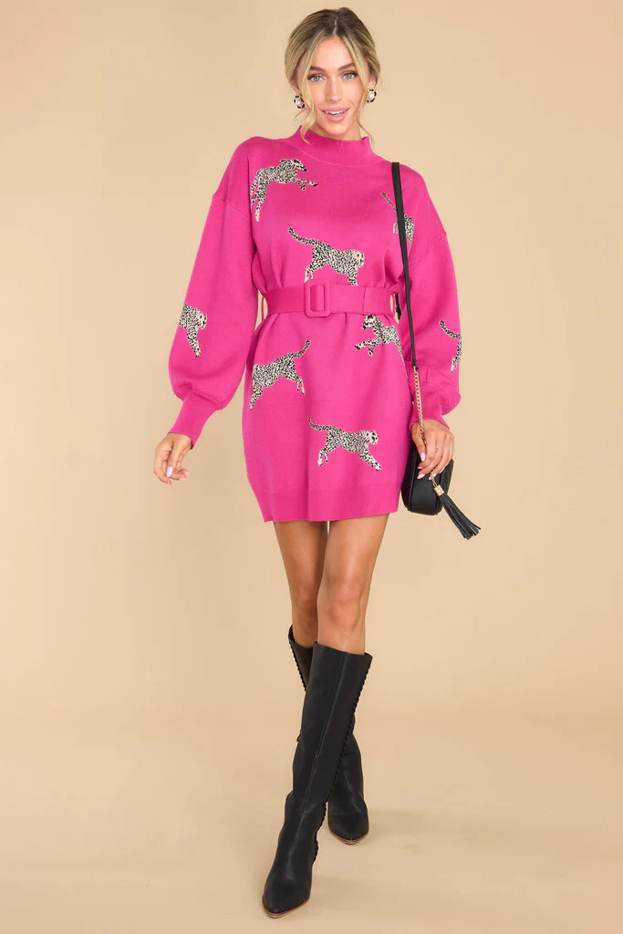 Oh So Bold Hot Pink Sweater Dress | Red Dress 