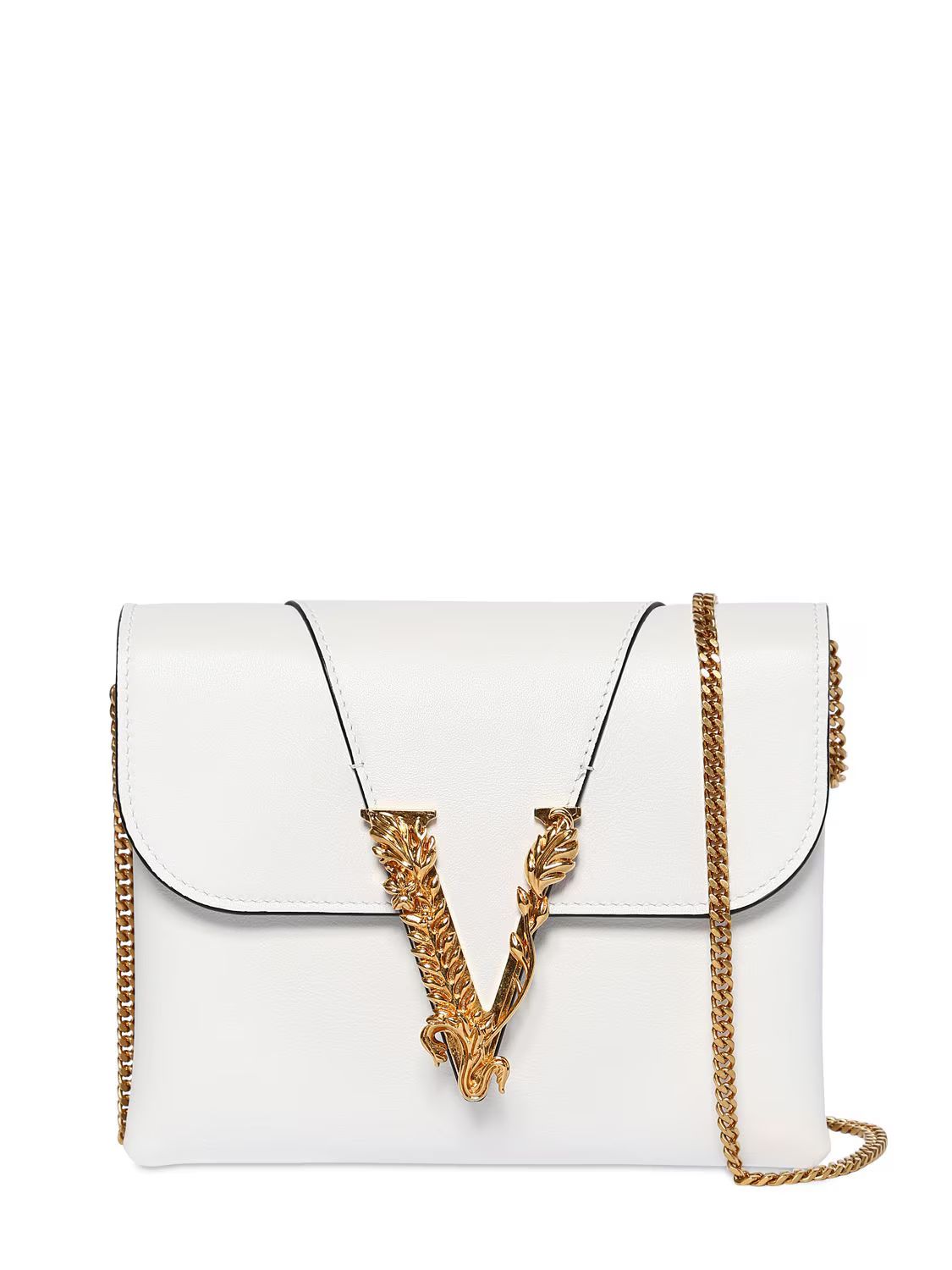 Versace - Virtus smooth leather wallet chain bag - White | Luisaviaroma | Luisaviaroma