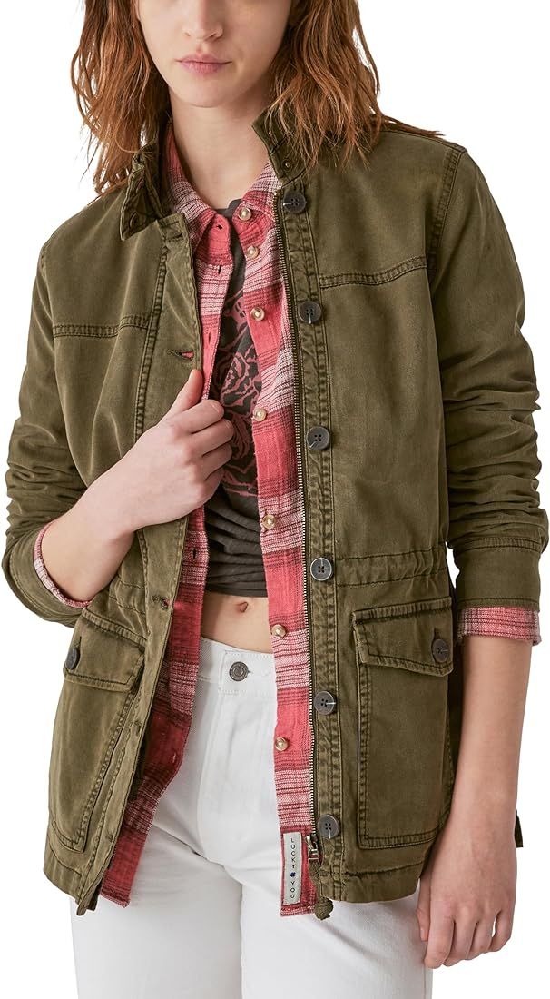 Lucky Brand Women's Long Sleeve Button Up Two Pocket Utility Jacket | Amazon (US)