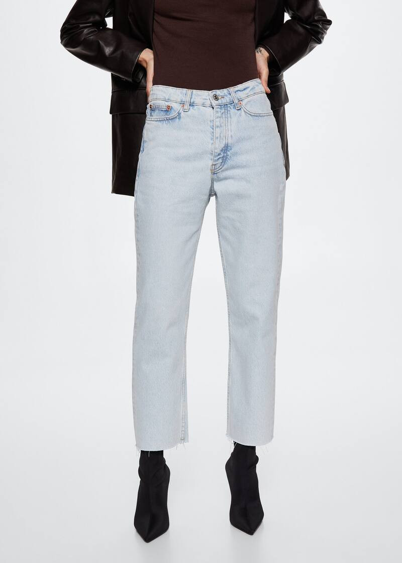 High-waist cropped straight jeans -  Women | Mango USA | MANGO (US)