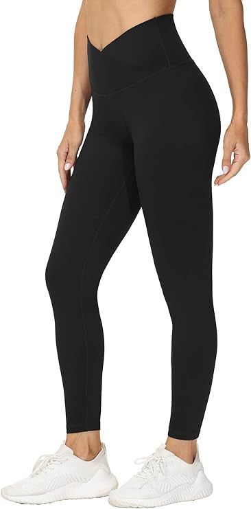 THE GYM PEOPLE Womens' V Cross Waist Yoga Leggings with High Waisted Tummy Control | Amazon (US)
